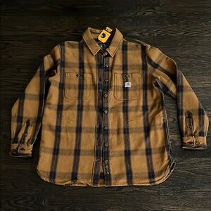 Carhartt Brown and Navy Plaid Shirt jacket